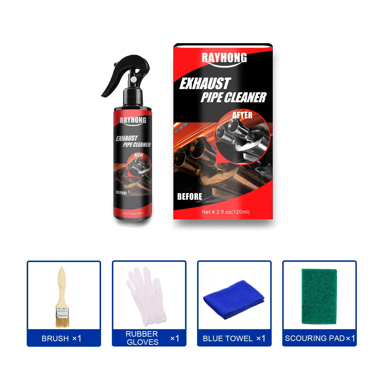 

Car Exhaust Pipe Cleaner Tail Pipe Motorcycle Maintenance Rust Removal Conversion Agent Car Accessories Clean Repair Tools
