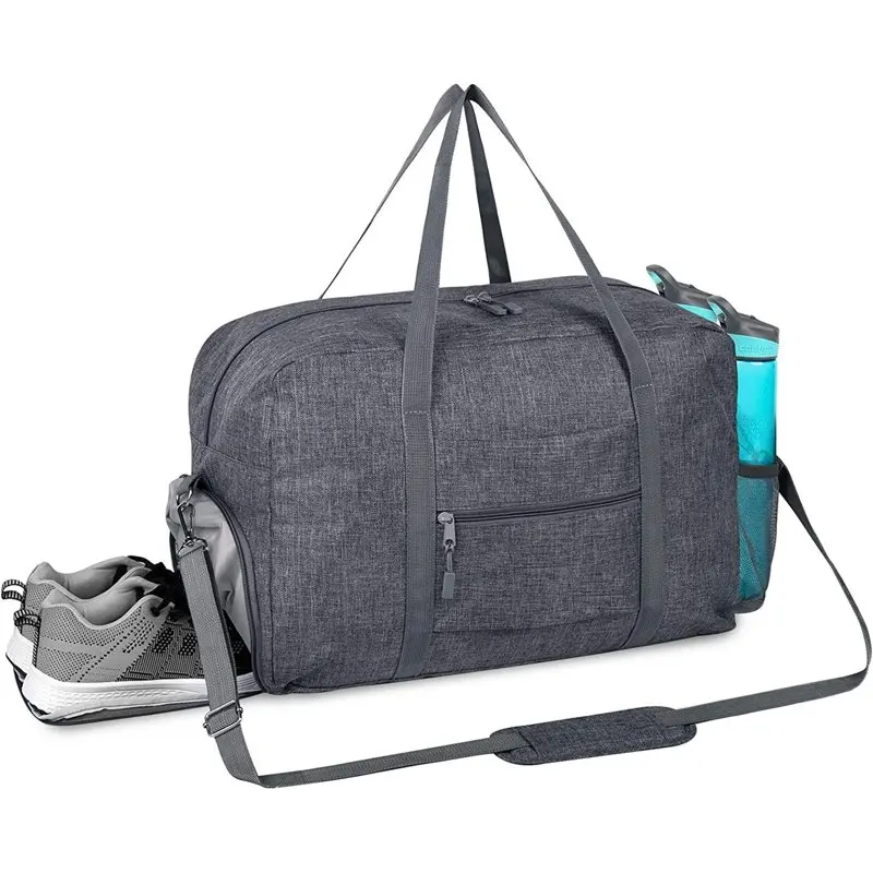 

Fashionable 38L Gray Polyester Duffle Gym Bag for Traveling with Shoe Compartment - Perfect Choice for Travelers.