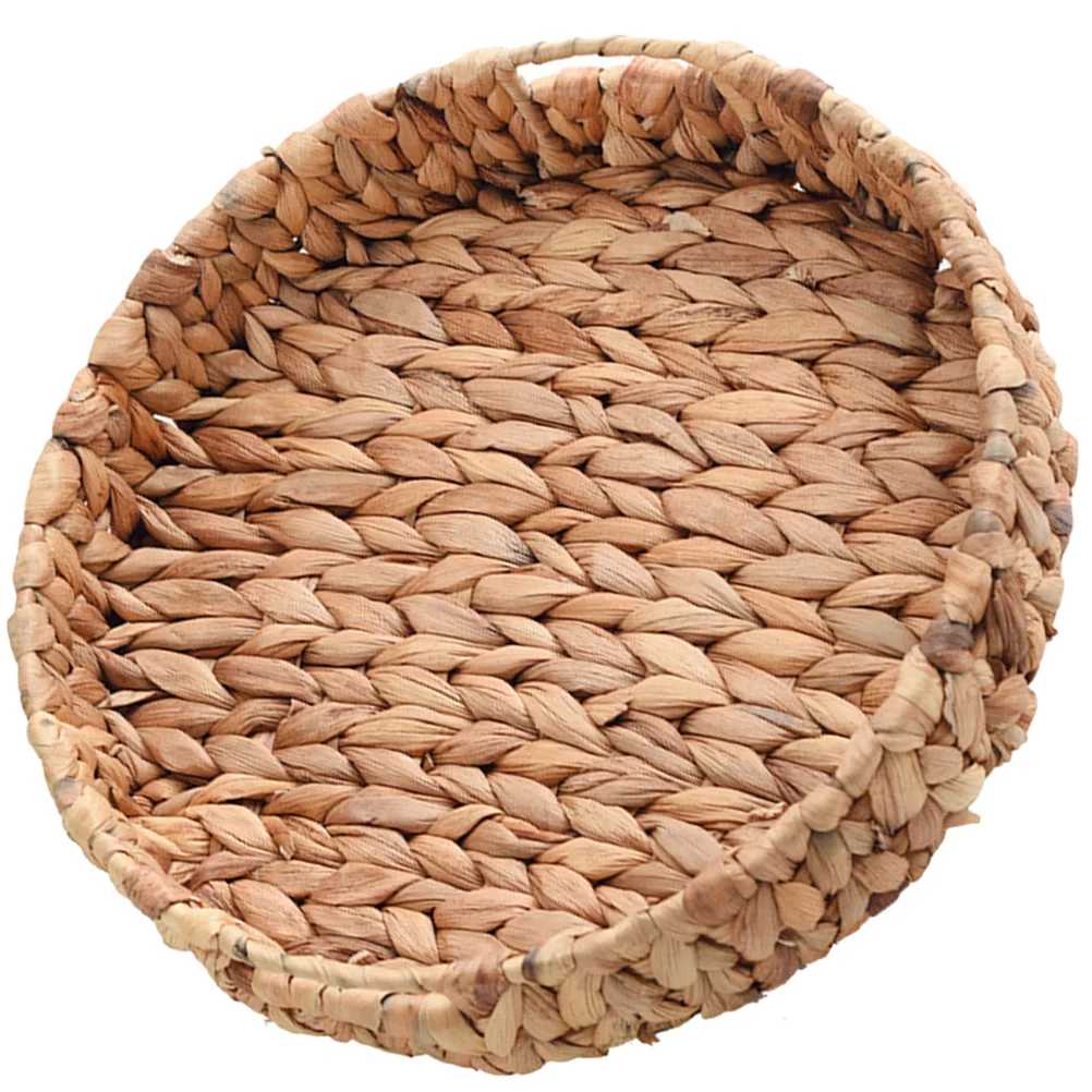 

Tray Basket Serving Woven Wicker Storage Rattan Fruit Holder Round Table Display Coffee Hyacinth Water Bread Trays Platter