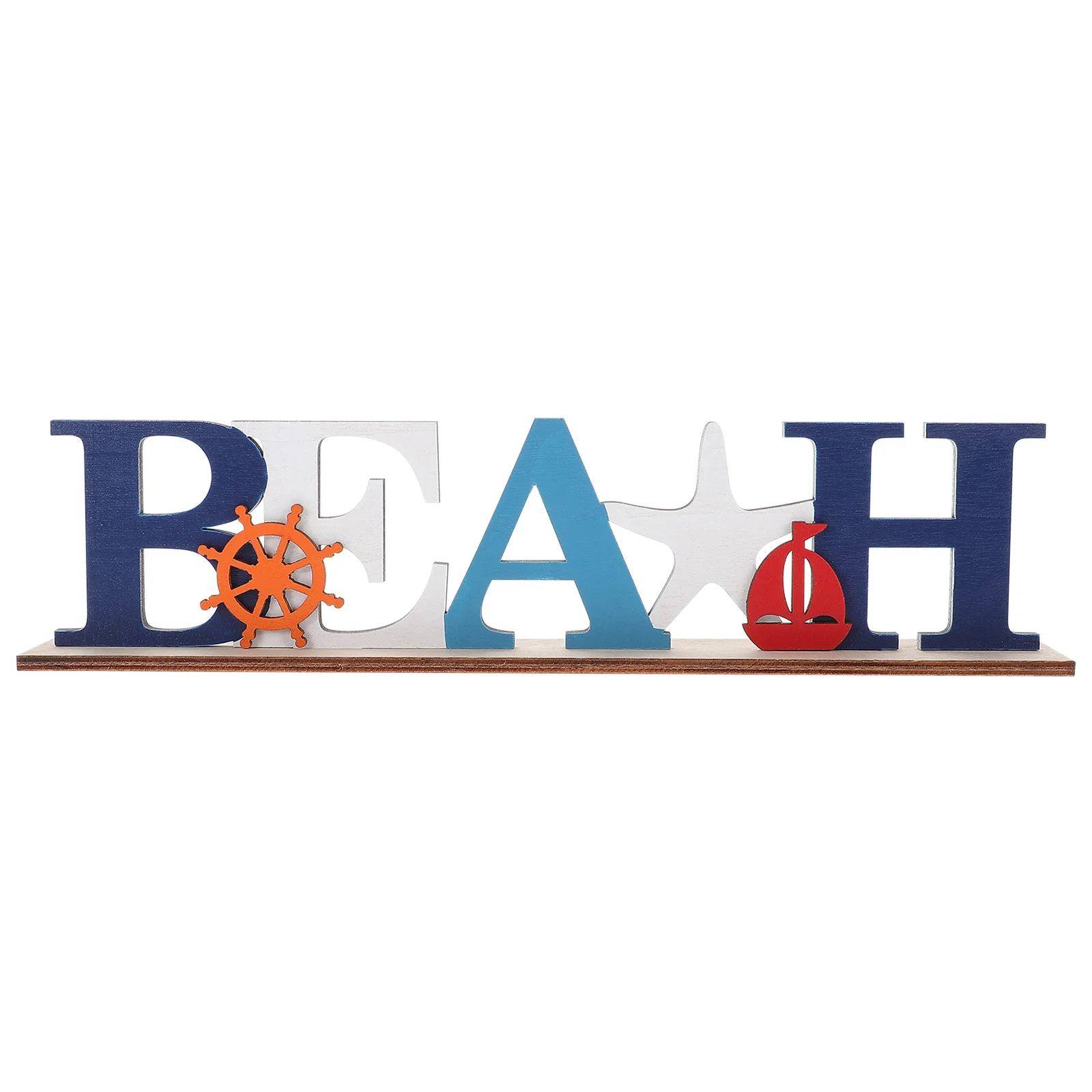 

Wooden Word Sign Mediterranean Style Adornment Marine Style Ornament Desktop Decoration Home Shop Ornament