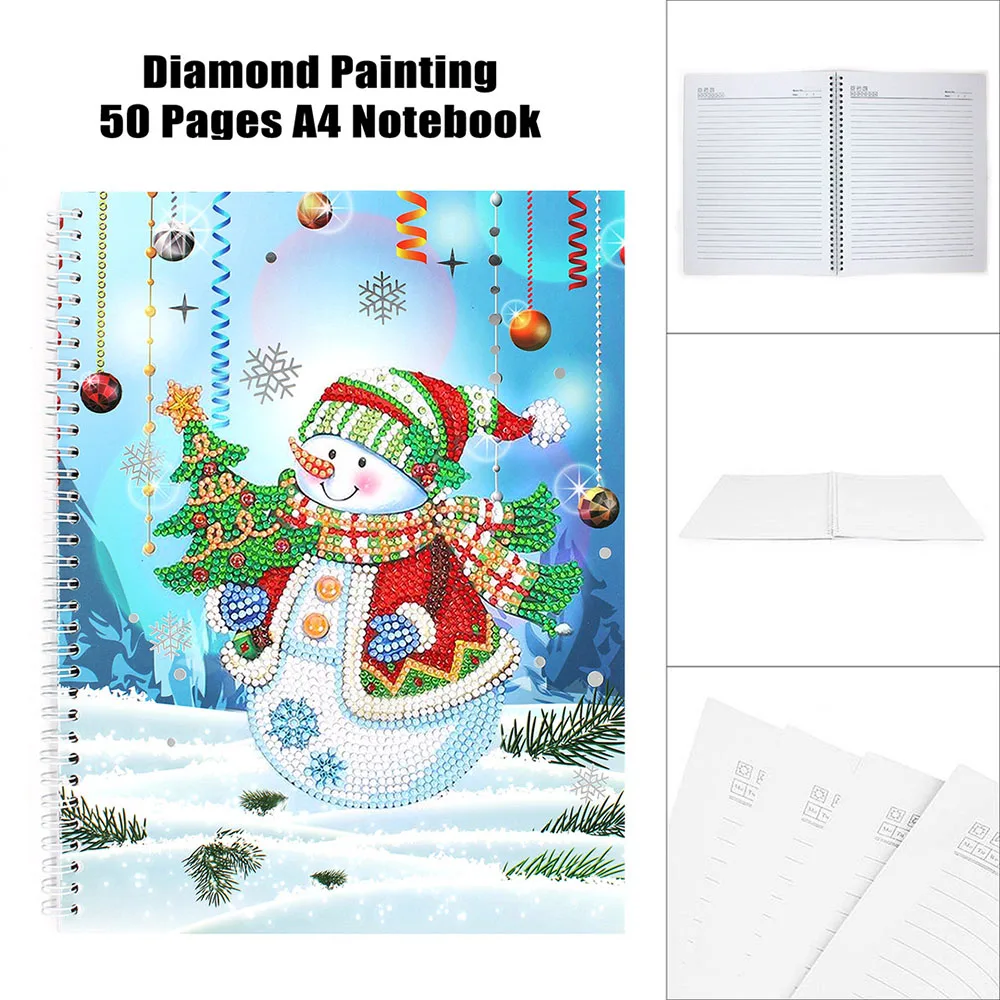 

Блокнот для рисования алмазами особой формы «сделай сам», блокнот для набросков A5, Рождественские узоры снеговика, алмазная вышивка, подарк...