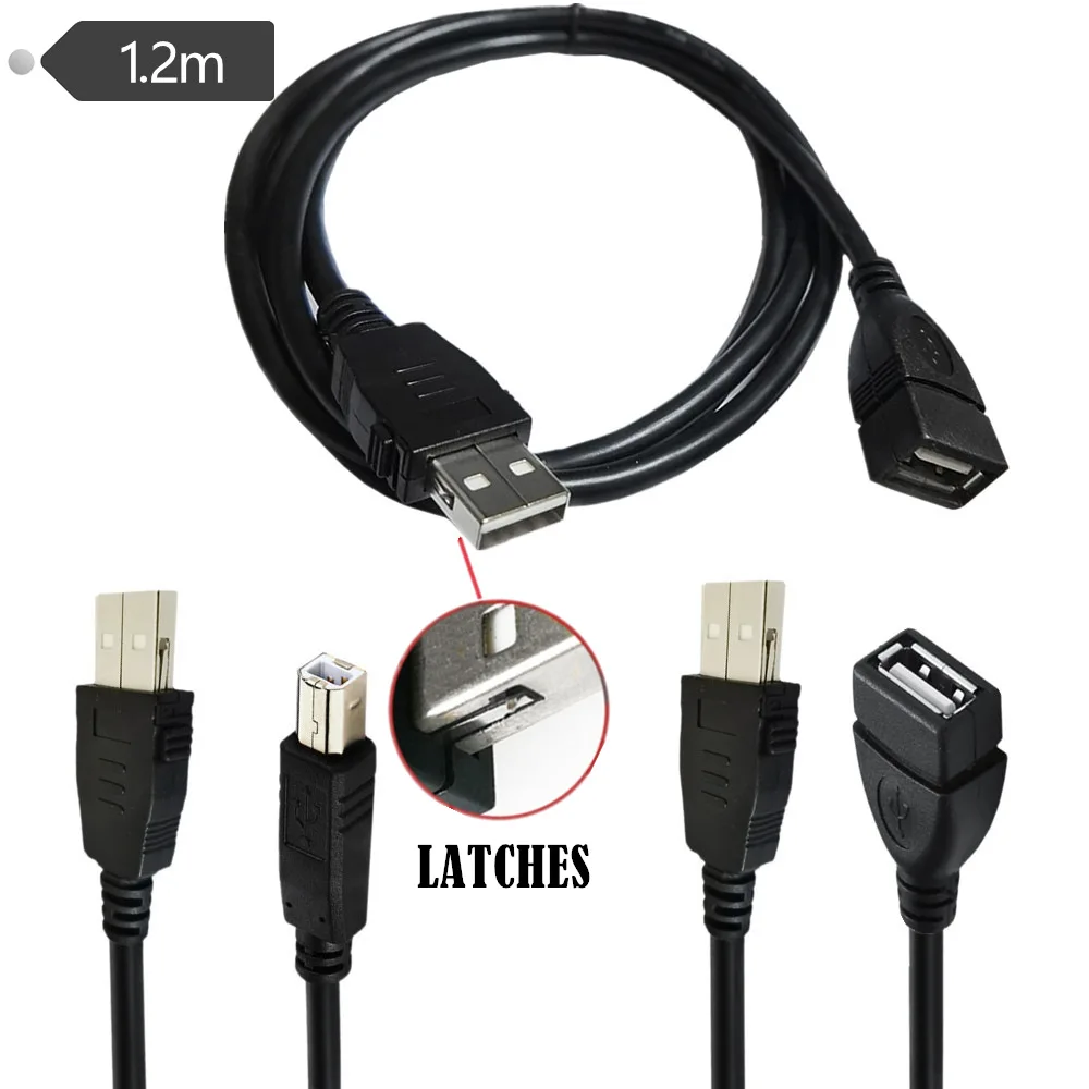 

USB 2.0 high-speed data charging connection cable with buckle buckle connector AM AF BM printing extension cable
