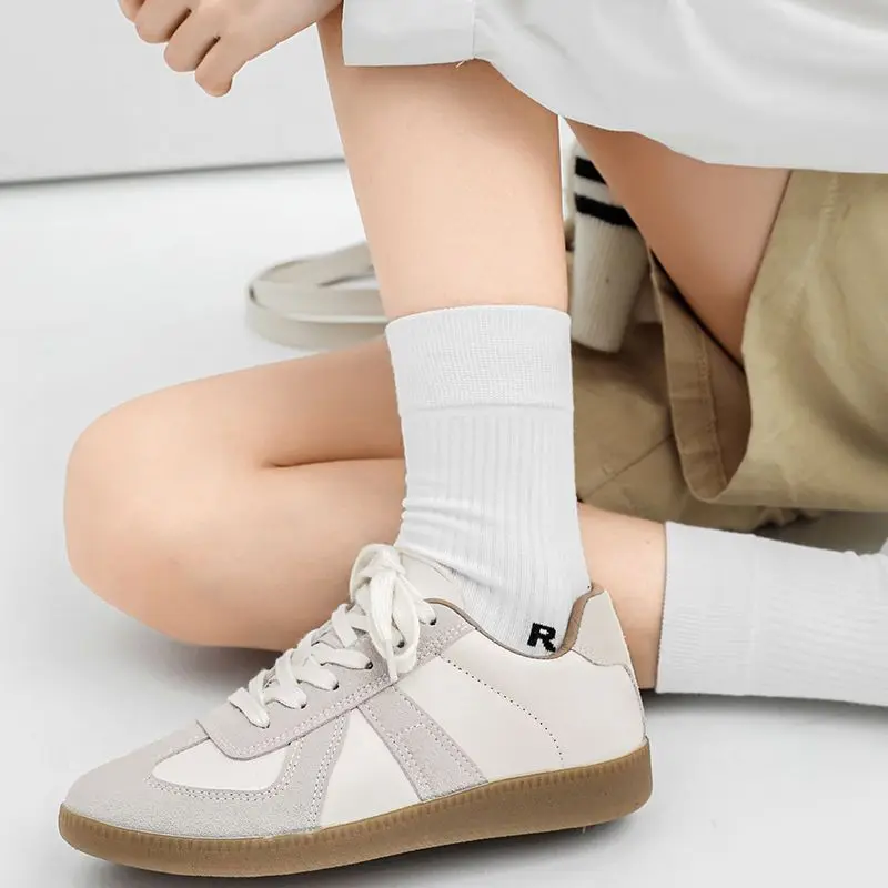 Couple Vintage Casual Sports Shoes for Women Leather Hiking Sneakers Men Platform Walking Athletic Shoes Unisex White Loafers