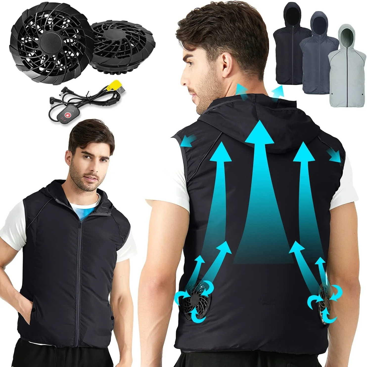 

summer Men Cool Vest Wearable Cooling Fan Vest Air-conditioned Clothes Evaporative Cooling Construstion Vest for men
