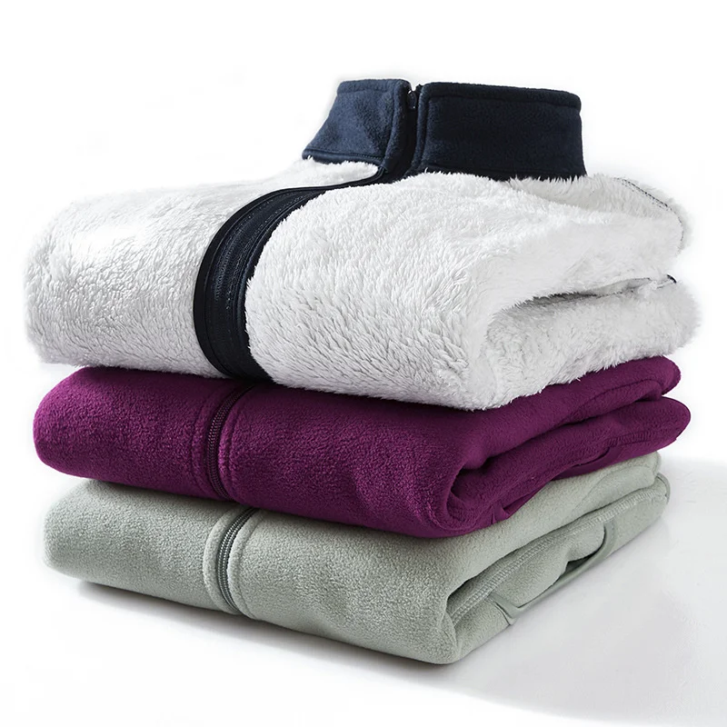 

Stand Collar Fleece Jacket Men Women Autumn Winter Plus Velvet Thin Warm Cardigan Fleece Coat Outdoor Sport Thermal Jacket Liner