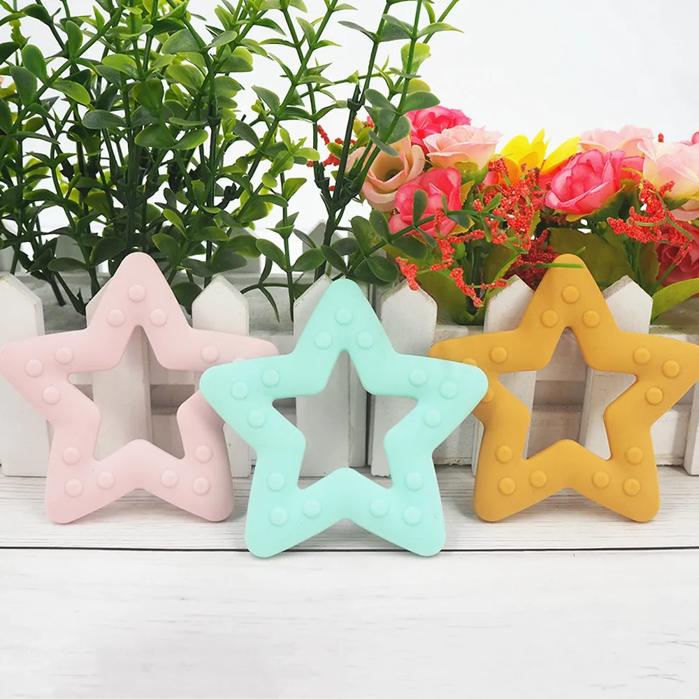 

Chenkai 10pcs Silicone Star Teether BPA Free DIY Baby Chewing Pendant Nursing Sensory Teething Pacifier Dummy Jewelry Animal Toy