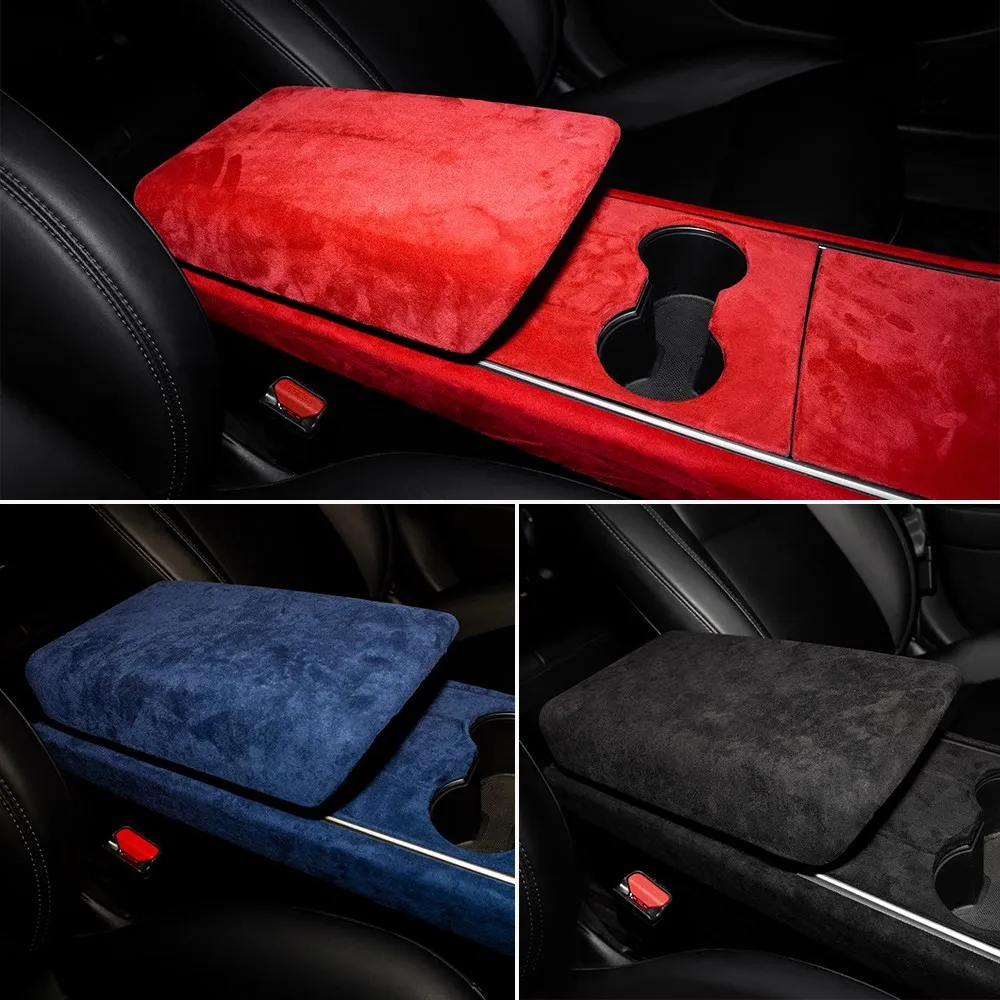 

2021 Newest Model3 Car Armrest Box Protective Cover For Tesla Model 3 Accessories Central Cover Tesla Model Y Suede Three