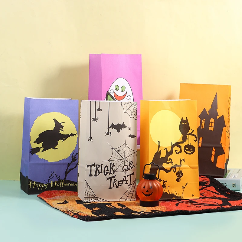 

10pcs/lot Halloween Paper Bags Party Candy Cookie Bread Nuts Bag For Biscuits Snack Baking Package Bag