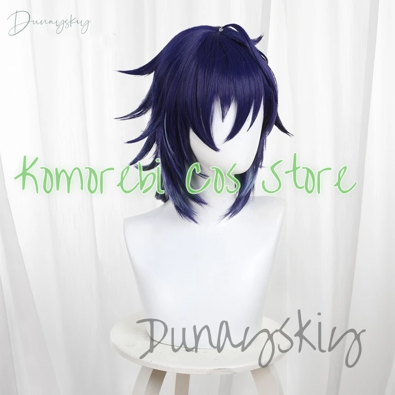 Genshin Impact Ororon Косплей Парик Игра Темно-Синие Короткие Волосы Натан Хэллоуин