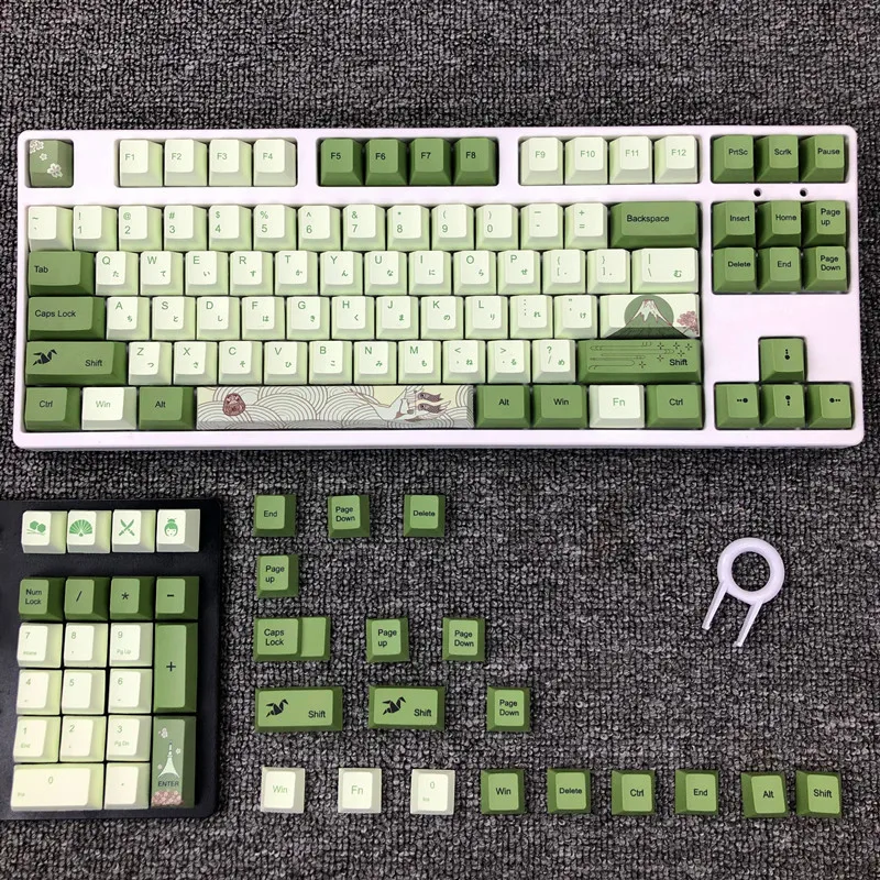 

127 Key Cherry Profile PBT Keycaps Matcha Green Japanese Keycap For Mx Switch Mechanical Keyboard Dye-Subbed Sublimation Key cap