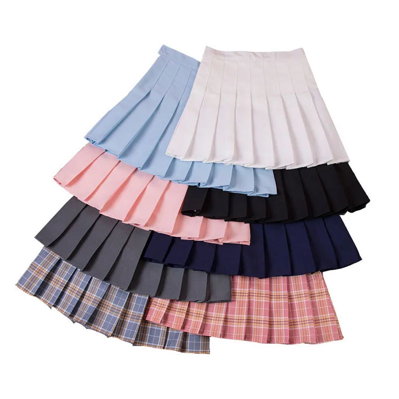 

Summer Pleated Skirt Women Preppy Style A-Line Skirts Casual Fashion Girl Mini Short Skirts High Waisted Sexy Woman Skirt