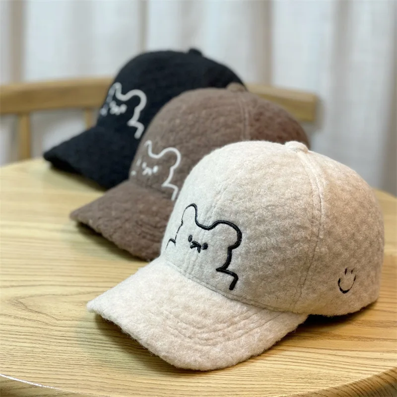 

Cute Bear Baseball Cap Duck Tongue Cap 2023 New Fall and Winter Warm Comfortable Female Sports Cap Multi-color