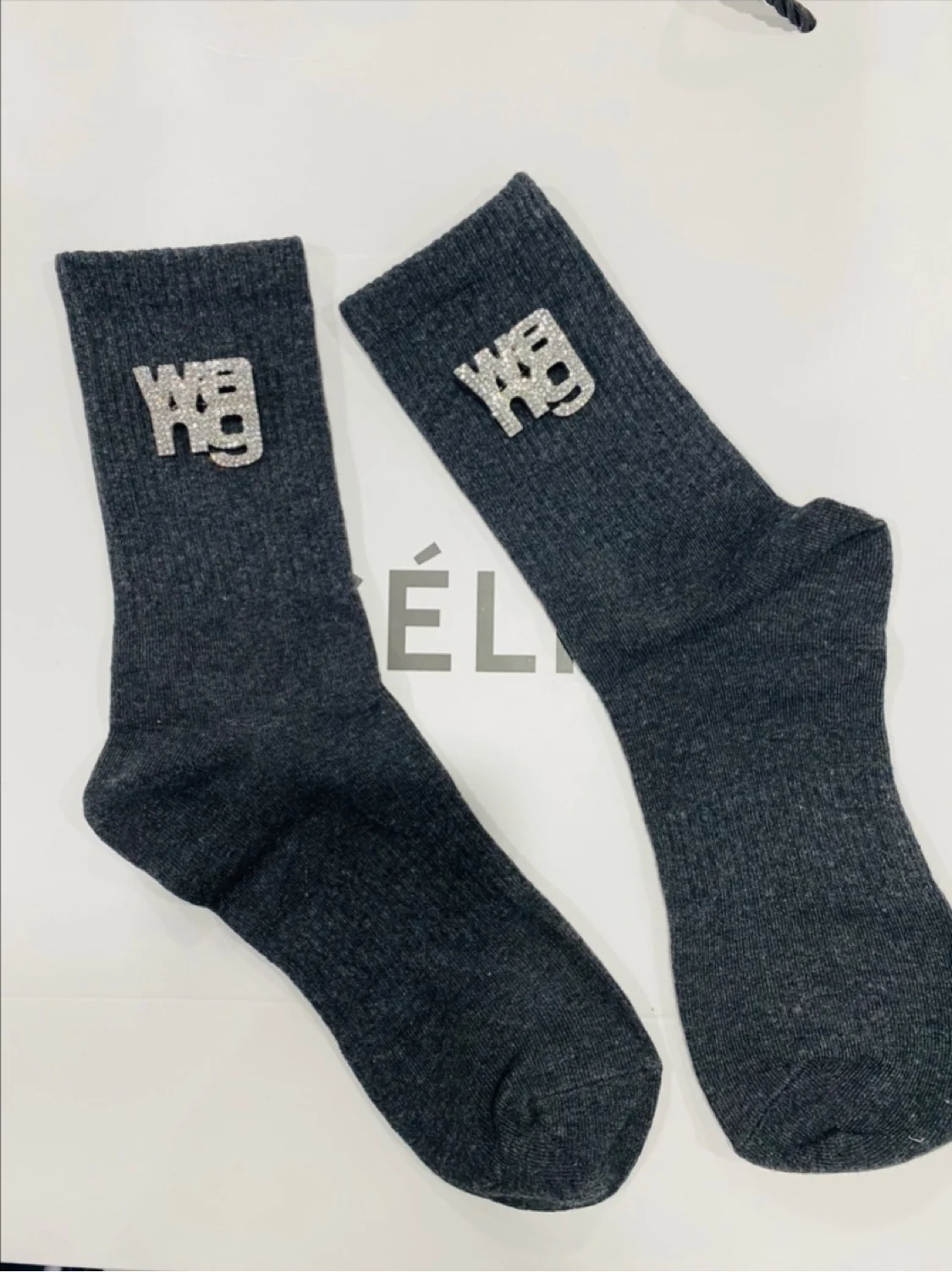 Removable Pin Rhinestone Black Socks for Women Fashion All-match Four Seasons Wearing Medium Tube Cotton Stocking Trendy 4colors