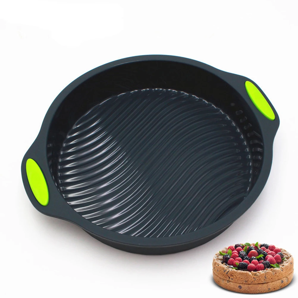 

9 Inch Round Silicone Cake Pan Nonstick Pound Mold for Baking Grade Round Cake Bakeware with Handles for Baking Pound Cake