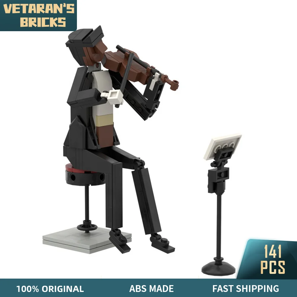 

MOC Male Violinist Symphony Orchestra Series Instrument Violin Player Brick Toy Action Figure Building Blocks Toys for Kids