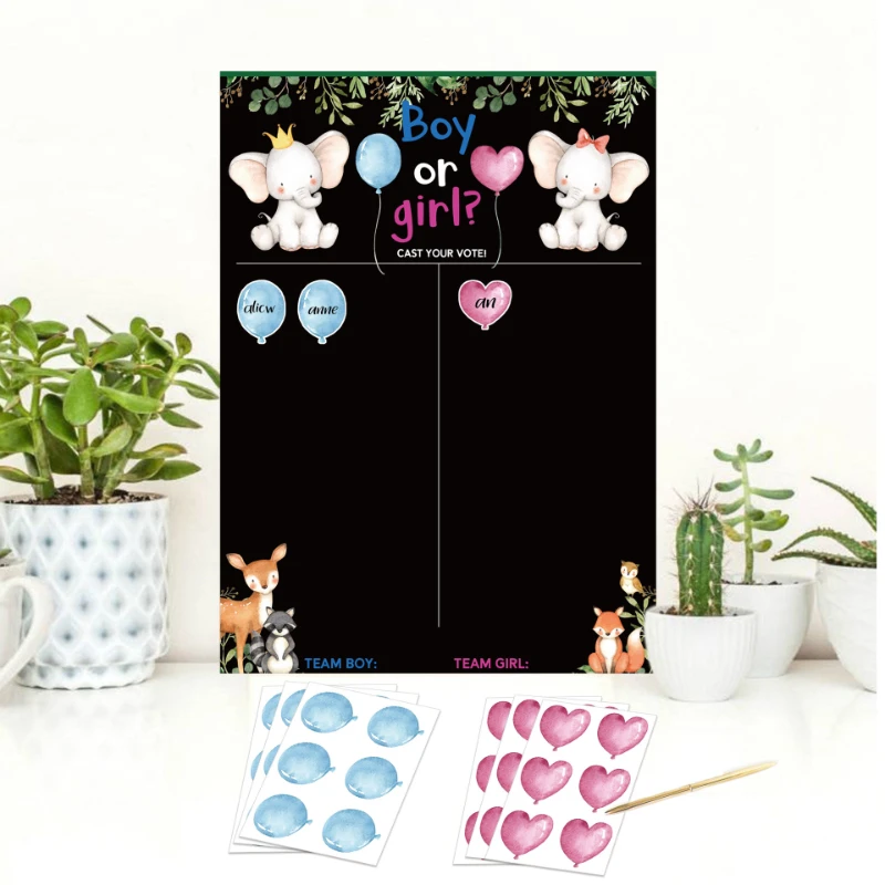 

Boy or Girl Gender Reveal Party Decorations for Baby Shower Games Voting Stickers Gender Reveal Voting Game Poster Supplies