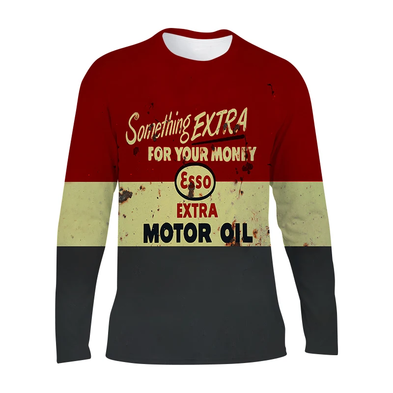 Мужская футболка с длинными рукавами весна-лето круглым вырезом в стиле ретро