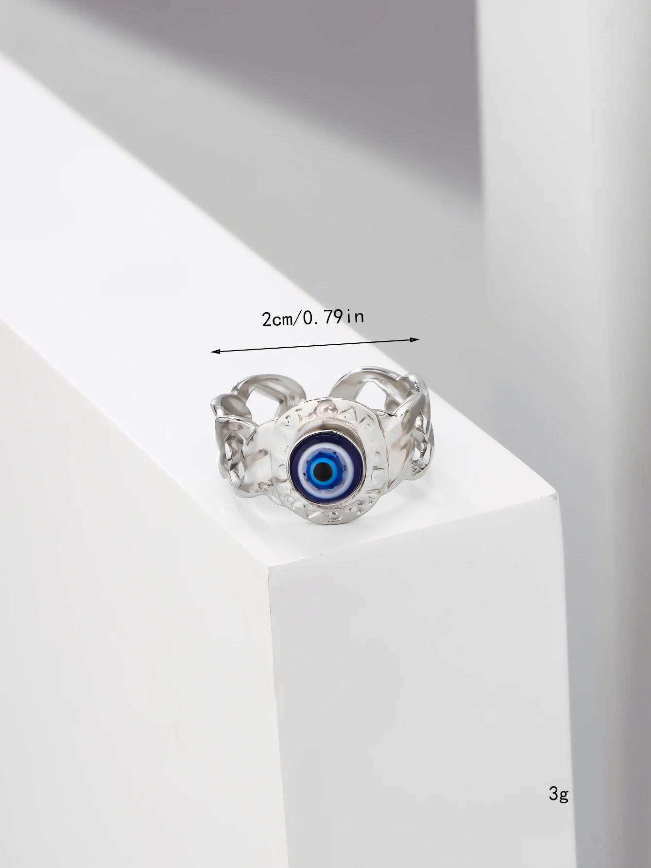 Original Design Devil's Eye Ring Korean Silver Plated Zircon Ring Female Light Luxury Irregular Lava Opening Ring Adjustable