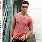 Мужская футболка GustOmerD, из чистого хлопка, с V-образным вырезом, с коротким рукавом