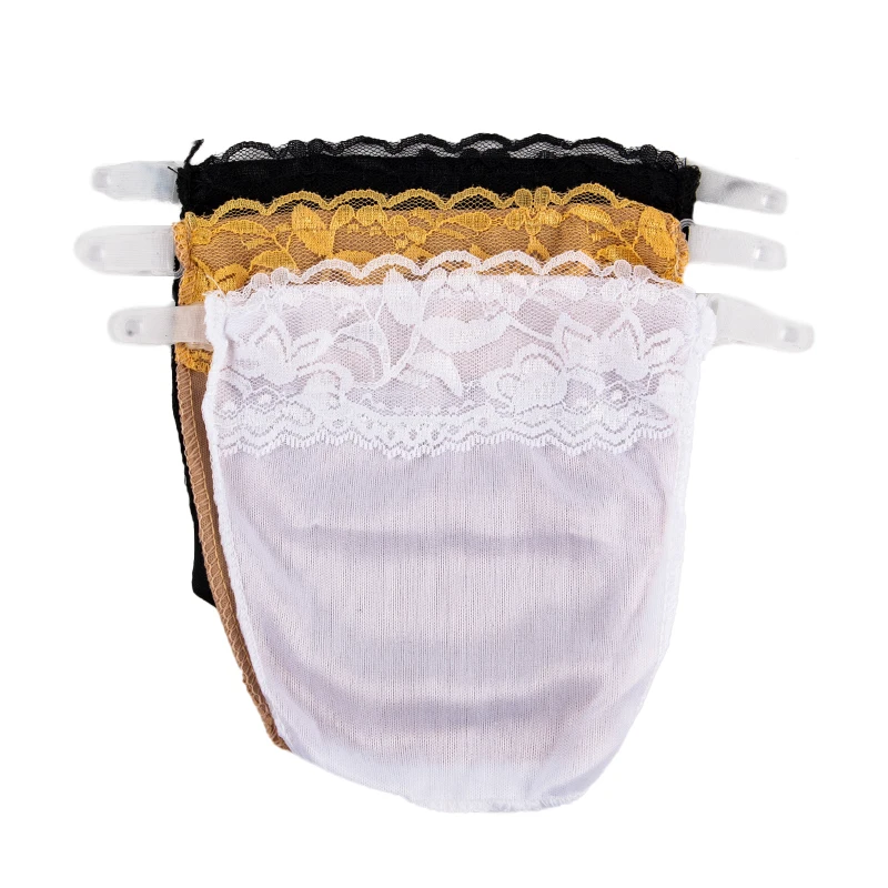 

3pcs Lace Tube Bra With Elastic Band Women Quick Easy Clip-on Lace Mock Camisole Bra Insert Wrapped Chest Overlay Modesty Panel