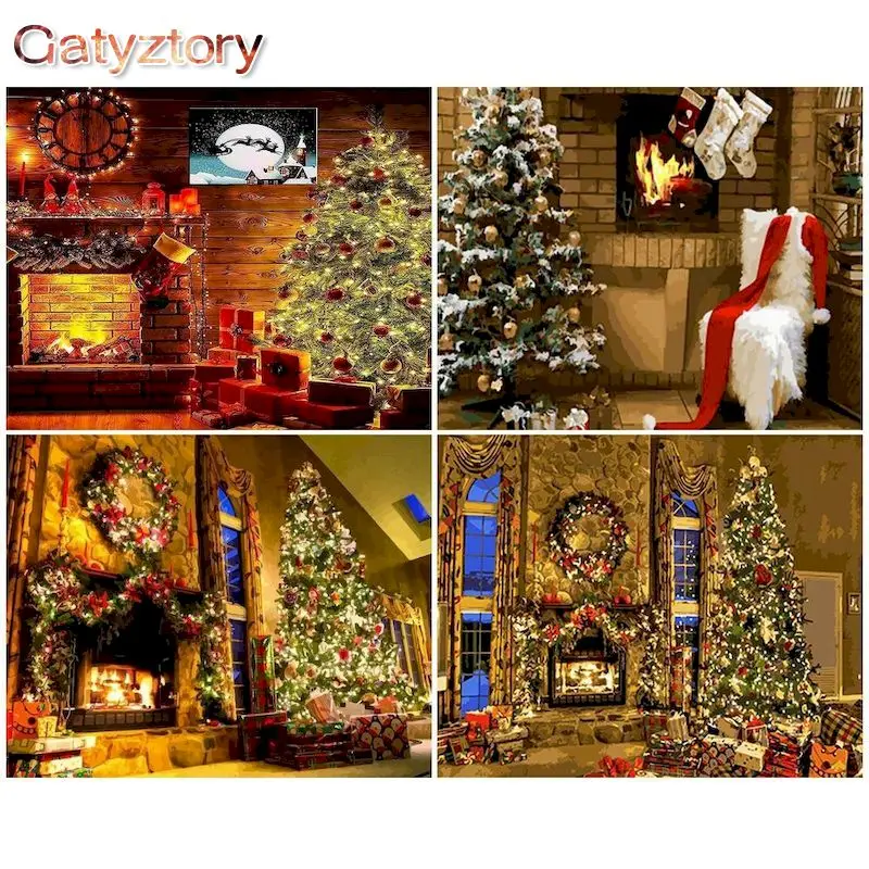 Современная картина по номерам GATYZTORY поделки сделай сам Рождественская горелка