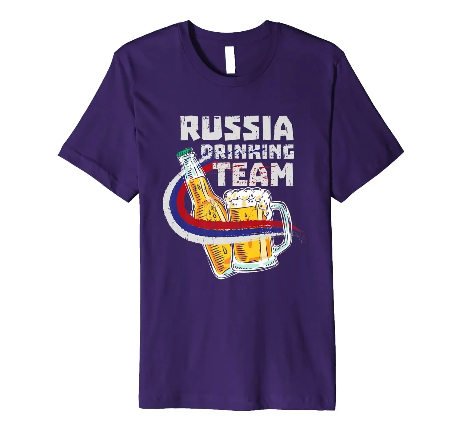 Funny Russian Flag Beer Russia Drinking Team T-Shirt 100% Cotton O-Neck Summer Short Sleeve Casual Mens T-shirt Size S-3XL