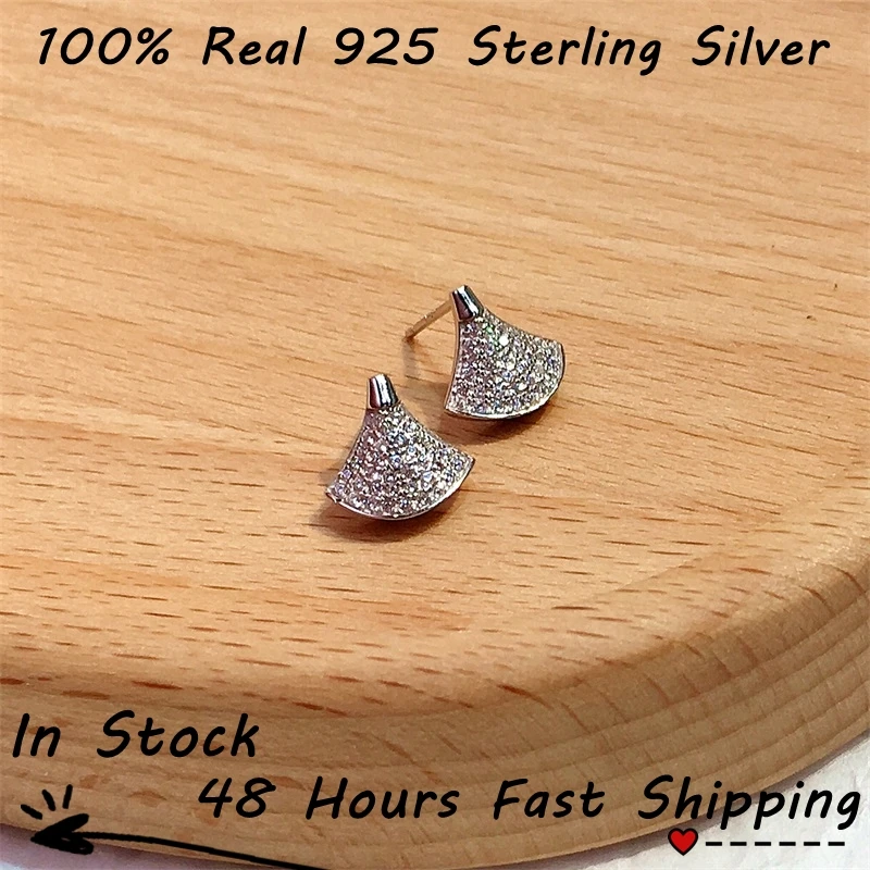 

Crystal Argent Silver Studded Sector Earring Pendientes Niña Piercing Plata Ley 925 Mujer серьги женские Jewelry 2022 For Women