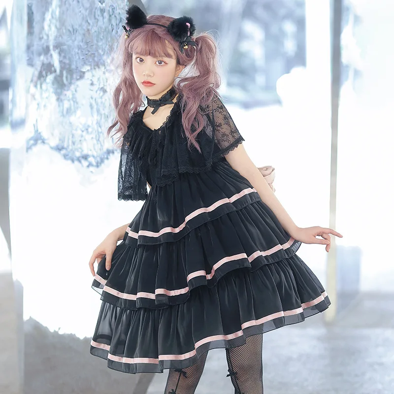 

Игривая леди ~ милое Повседневное платье лолиты Многоярусное вечернее платье