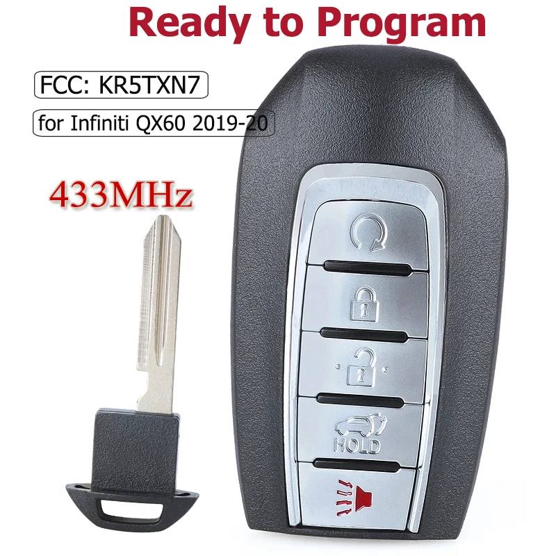 

Смарт-пульт дистанционного управления KEYECU S180144708 для INFINITI Q50 Q60 QX60 2019 2020 KR5TXN7 брелок для ключей 4 / 5 кнопок 433,92 МГц 4A чип