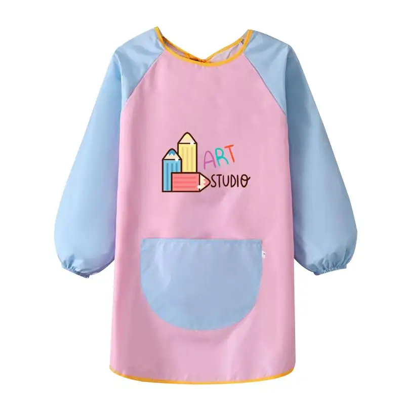 

New Arrivals Long Sleeved Gown Cartoon Print Children's Bib Waterproof Kids Boys Girls Art Craft Painting Drawing Apron