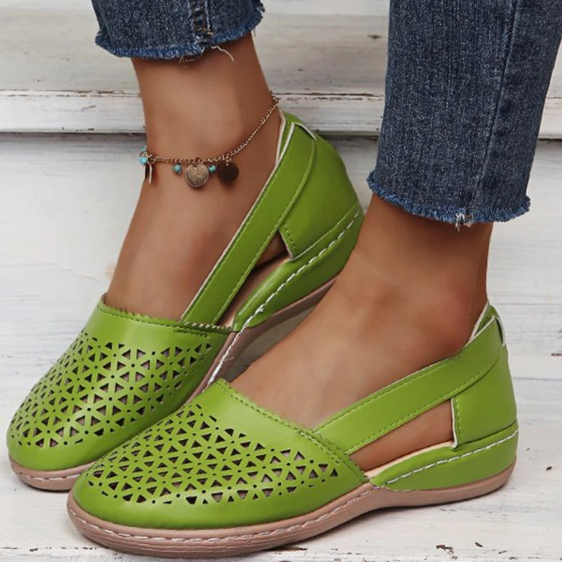 

Women's Sandals Round Toe Hollow Flats Casual Comfortable Non-slip Lightweight Outdoor Beach Mesh Slipper Sandalia Nuvem