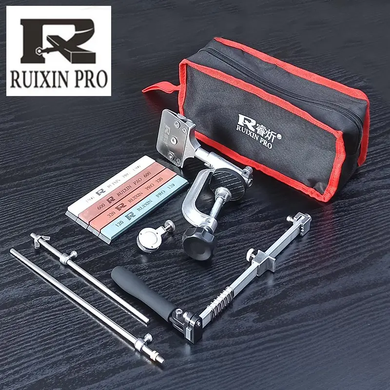 RUIXIN Professional Kitchen Knife Sharpener Whetstone Multifunction Fixed Angle Sharpening System Apex Edge Honing Tools kit