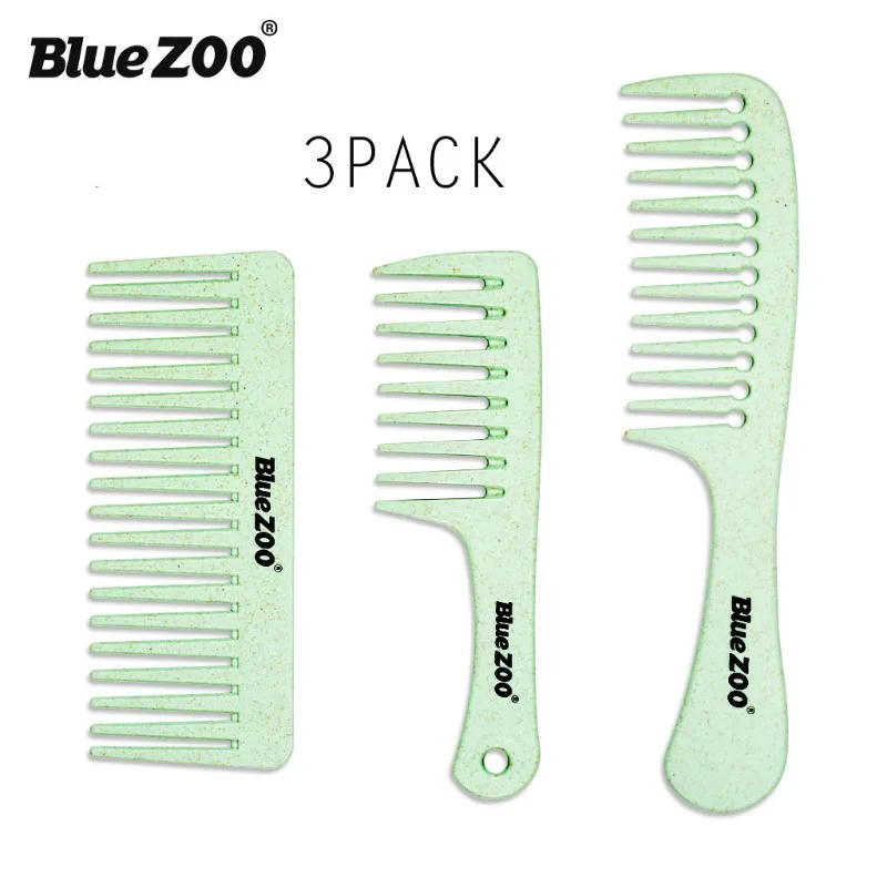 

3 Sets of Blue ZOO Green Plant Degradable Wheat, Orange Straw, Environmentally Friendly Matte Hair Styling Comb