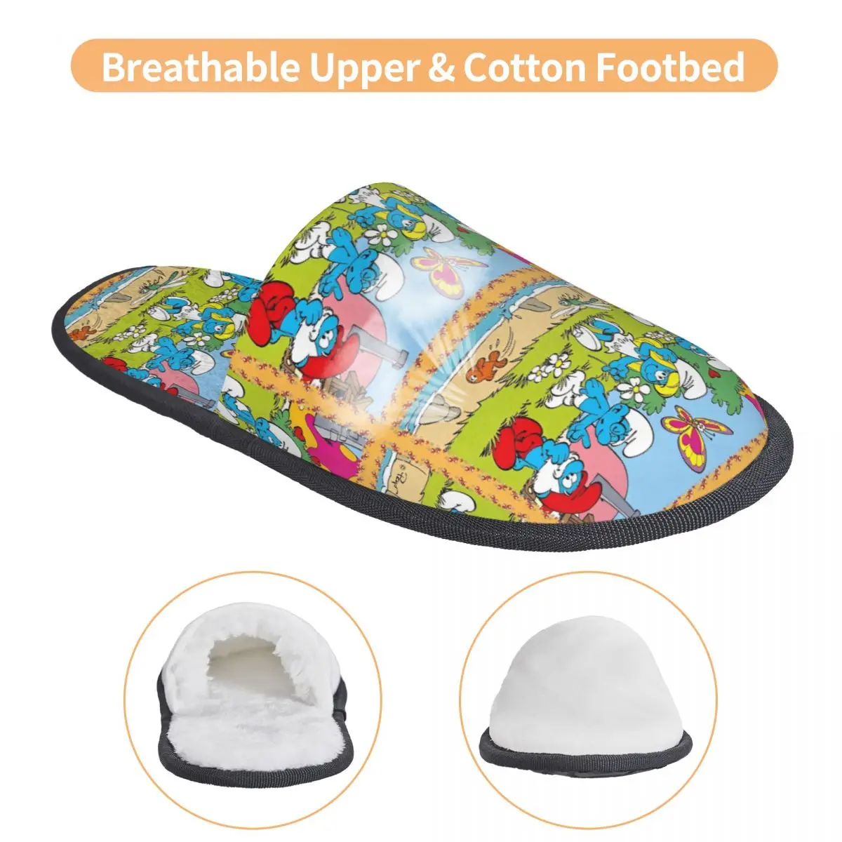 The S-Smurfs Синие мультяшные аниме 90-е тапочки Домашние уютные из пены с эффектом