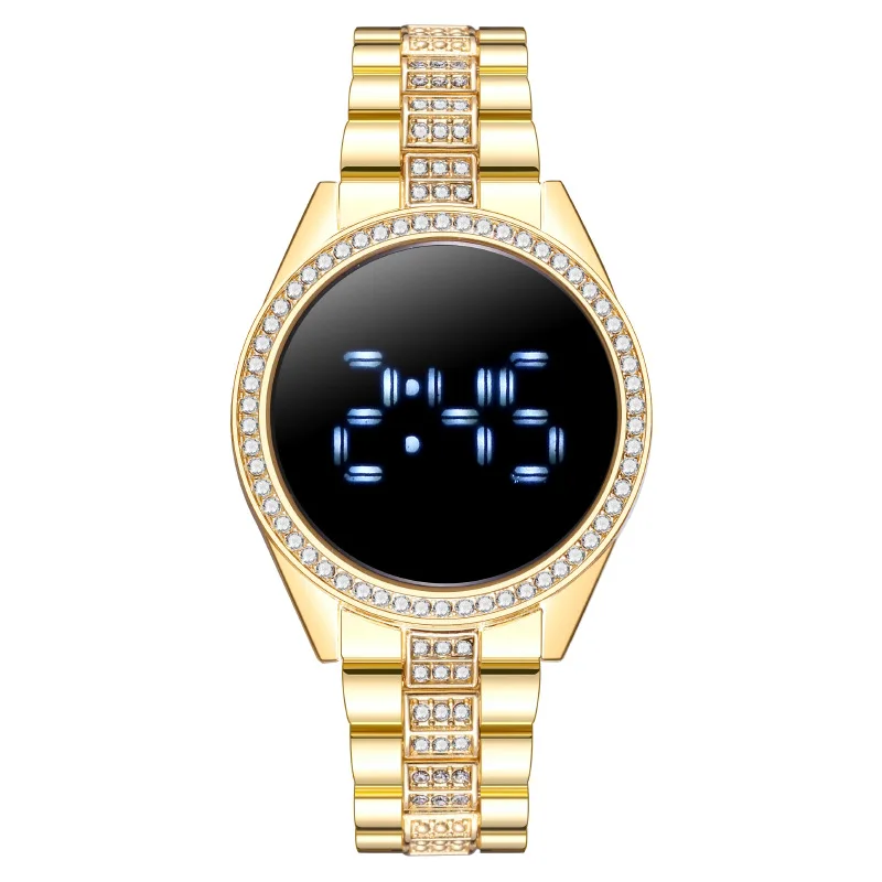 

Luxury Touch Screen Watches For Women Fashion Ladies Diamond Electronic Clock Stainless Steel LED Digital Wristwatch Reloj Mujer