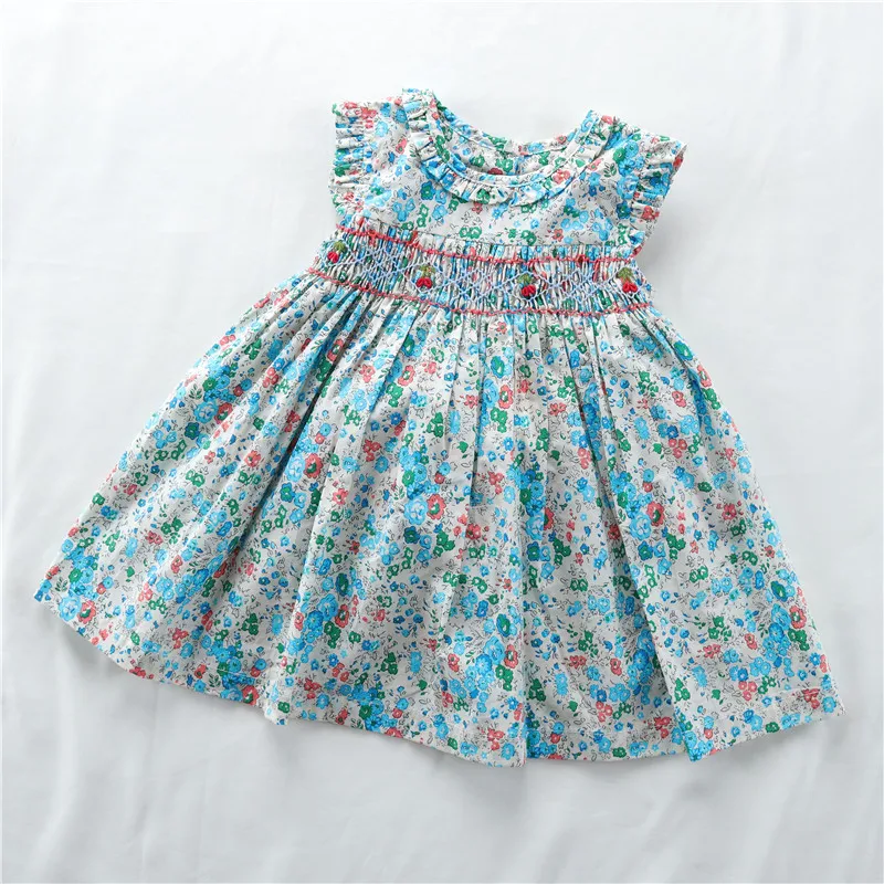 Spring Summer Baby Girl Smocked Vintage Dress Newborn Print Floral Dresses Infant Princess Party For Toddle 1-5Years | Детская одежда и