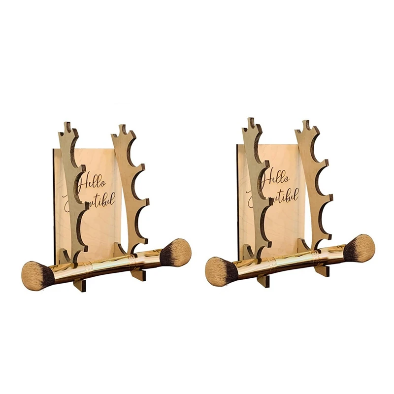 

2 PCS Makeup Brush Shelf Vintage Storage Rack Storage Shelf Wooden Storage Rack Makeup Accessories