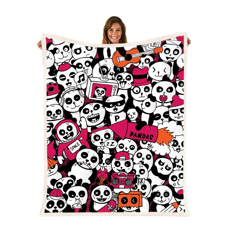 

cartoon panda travel blanket animal 3d print fashion fluffy adult decorative sofa portable plush blankets throw home accessories