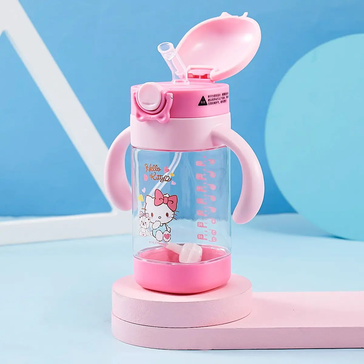 

Wholesale Sanrioed Series Hello Kitty Cartoon Figure Kids Cup Straw Cup Strap Portable Cup 300ML Newborn Baby Accessories