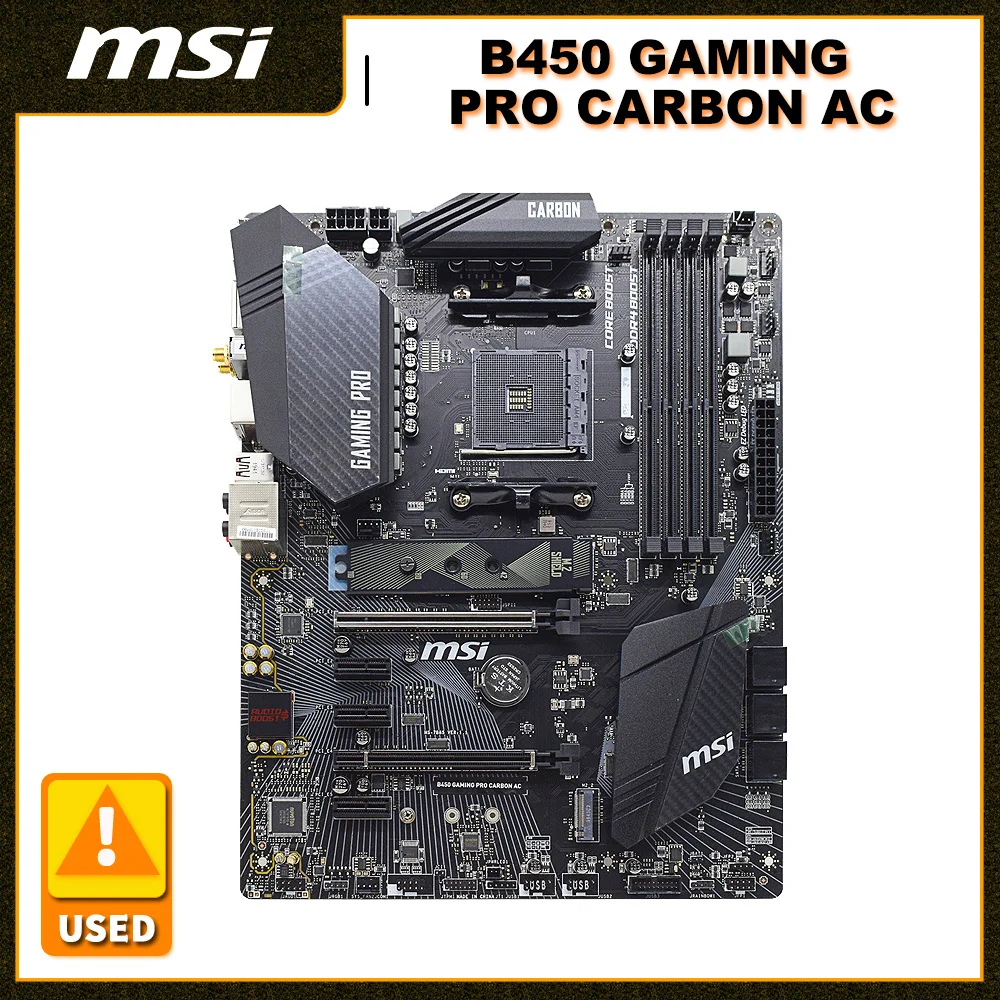 MSI B450 GAMING PRO CARBON AC DDR4 128GB Socket AM4 Motherboard PCI-E 3.0 SATA III M.2 Support Ryzen 7 5800x cpu HDMI DP ATX