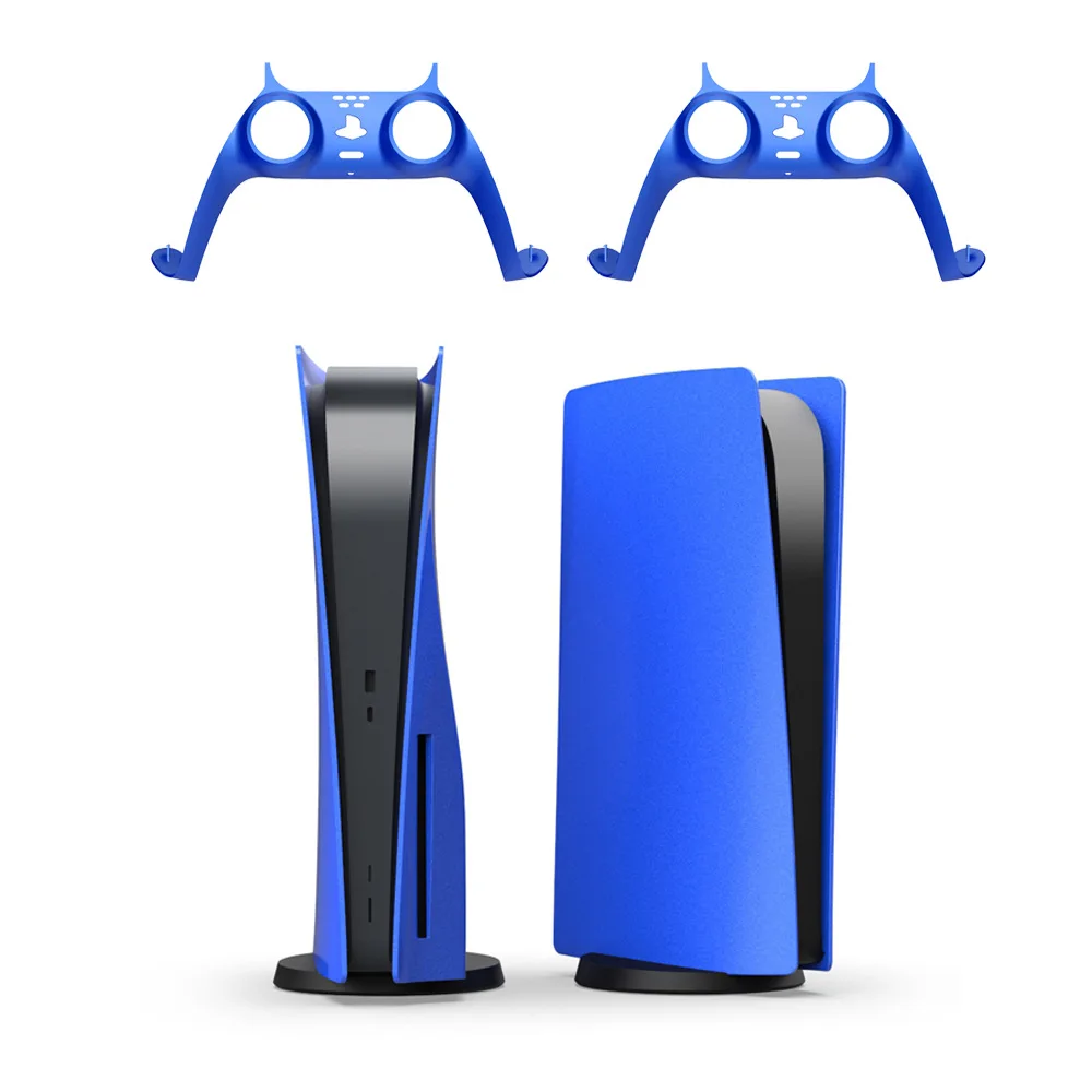 

DOBE for PS5 Digital Or Drive Edition Host Shell +2pcs PS5 Controller Decorative Strip Cover Shell Case Replacement Plate Cover