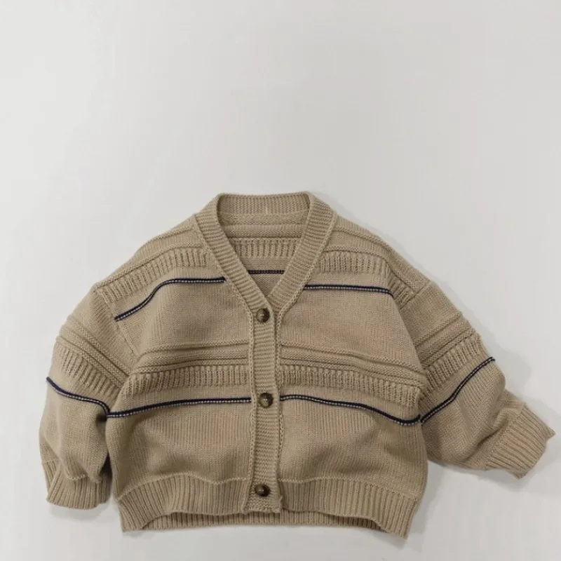 

Autumn New Children Long Sleeve Sweater Coat Baby Boy Girl Casual Striped Knitwear Kids Vintage Versatile Knit Cardigan Jacket