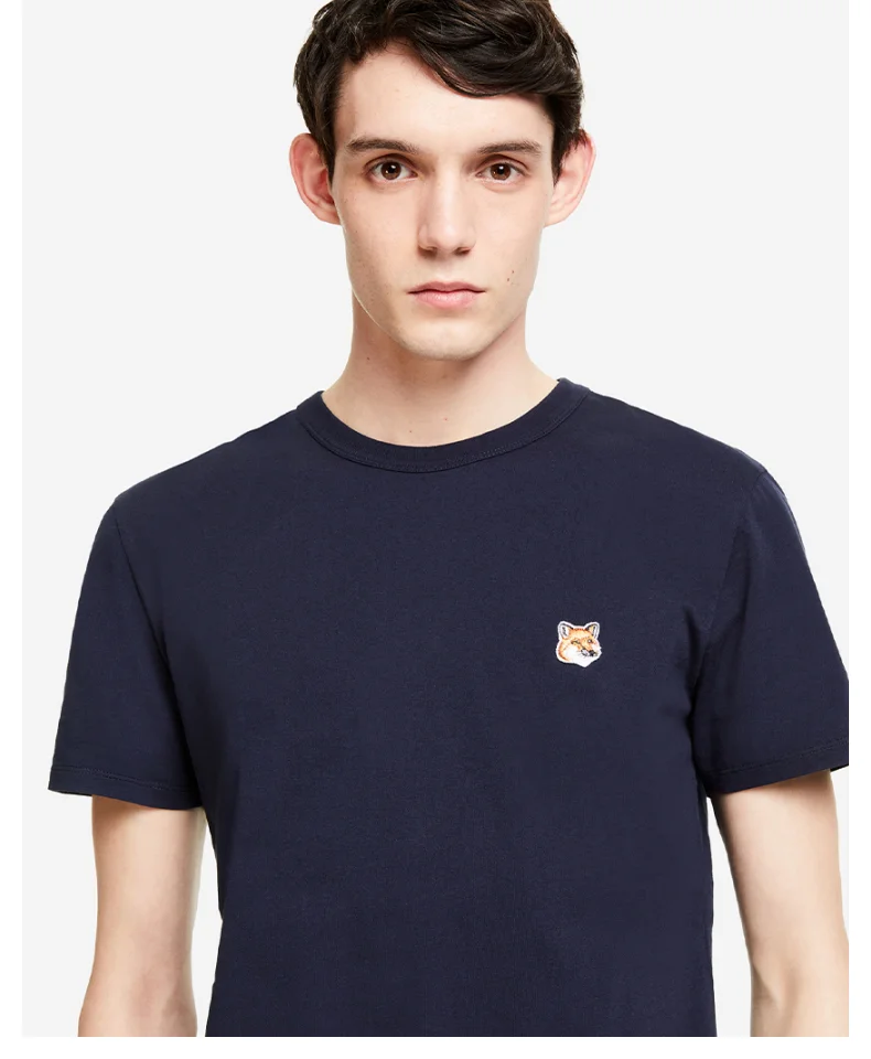 

2022 Luxury Brand Maison Fox Embroidered Stretch Cotton Jersey T-Shirt Male Casual Short Sleeve Street Fashion Loose Hip-hop top