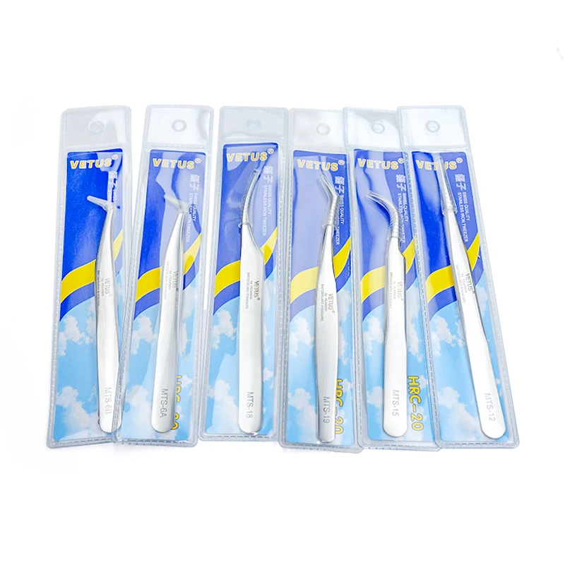 

1PC Stainless Steel Lash Tweezers With Fiber Tips High Precision Tweezer Professional for Volume Fans Eyelash Extension