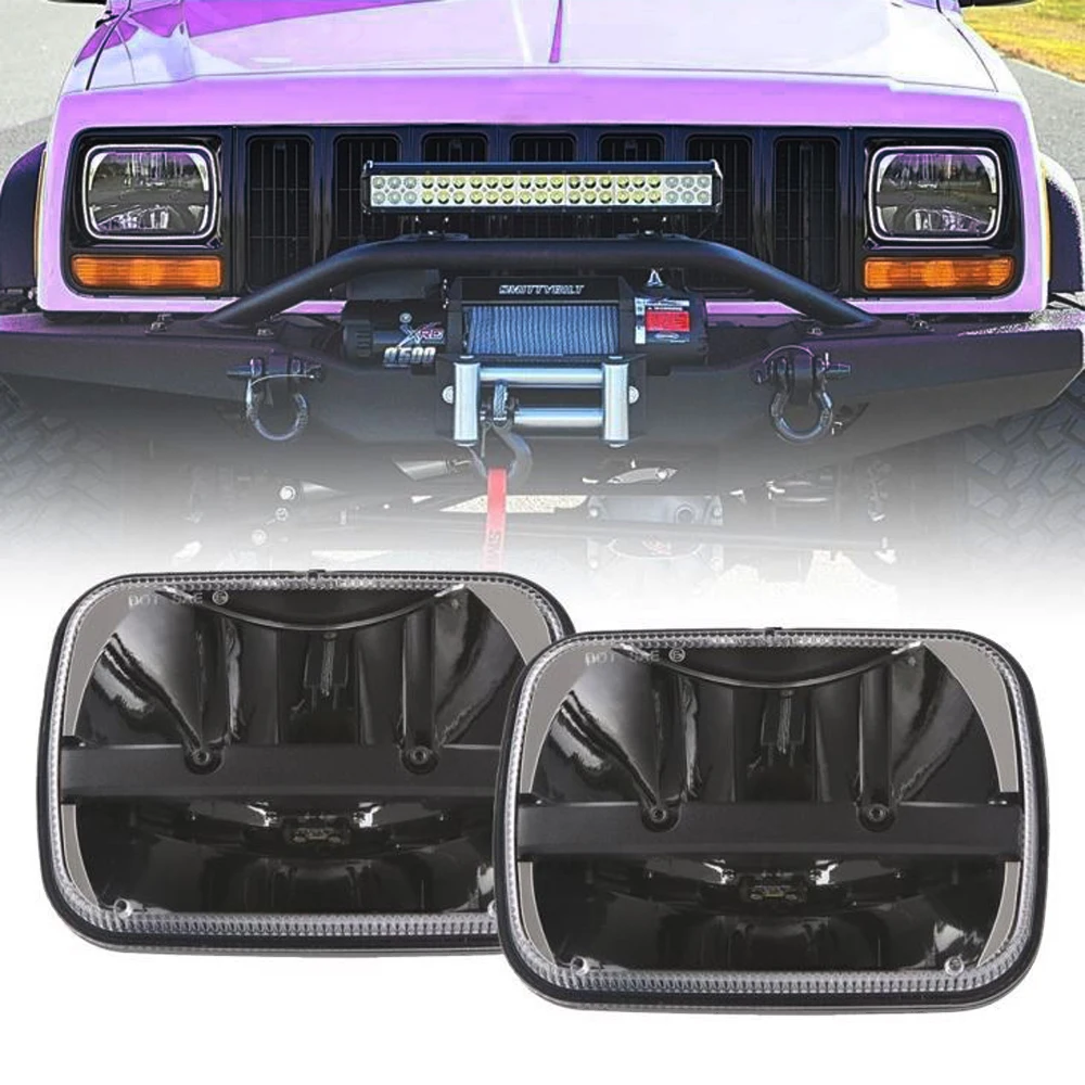 

1Pair 105W Rectangular 5x7 Inch Led Headlight 6x7'' Offroad Headlamp Compatible with Jeep Wrangler YJ Cherokee XJ Kenworth T300
