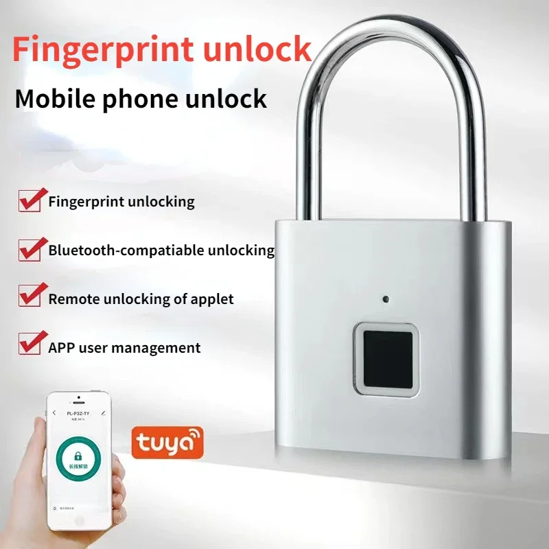 

Fingerprint Padlock Waterproof Keyless Smart Door Lock USB Rechargeable Fingerprint Unlock Zinc Alloy Metal Smart Lock candado