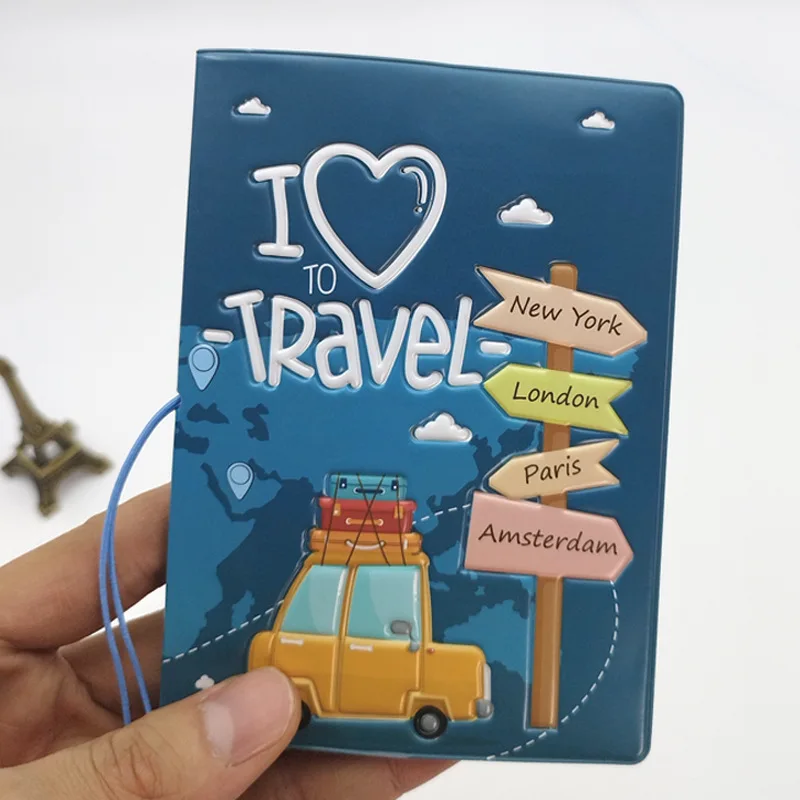 New Design Cute Girls Travel Accessories Passport Holder PVC 3D Print Leather Men Travel Passport Cover Case Card ID Holders images - 6