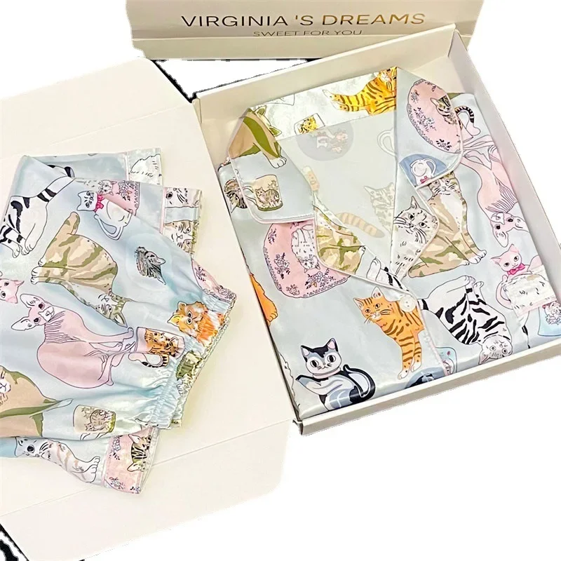 Пижамный комплект Женский из двух предметов атласная пижама искусственного