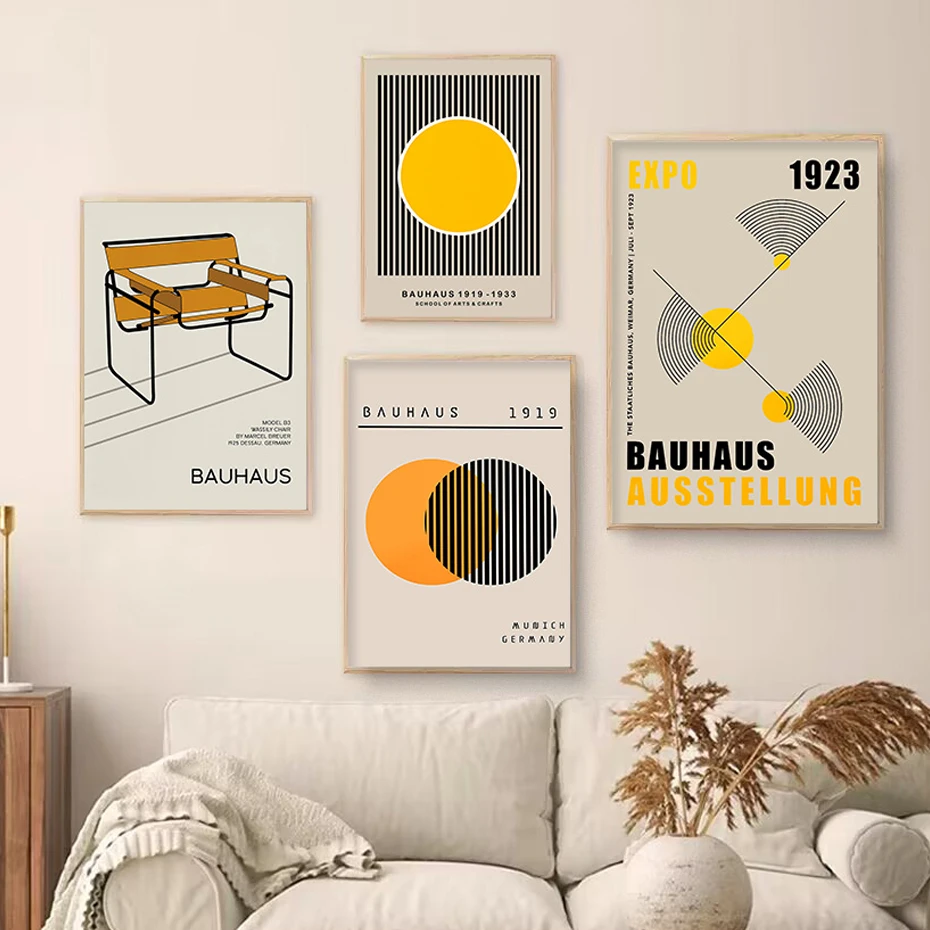 Mid Century Orange Beige Wall Art Canvas Painting Prints Pictures Living Room Interior Home Decor