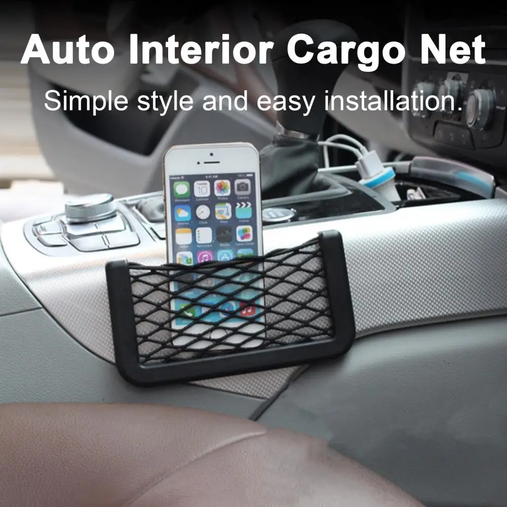 

2Pcs 20x8CM Car Cargo Net Elastic Large Capacity Self-adhesive Universal Interior Mobile Phone Organizer Mesh Car Accessories